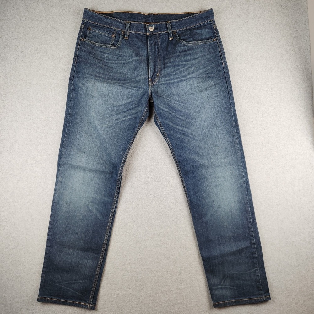 Levi's 502 Jeans Men's Tapered Fit‎ Stretch 38x31 Actual Blue Dark Wash Denim